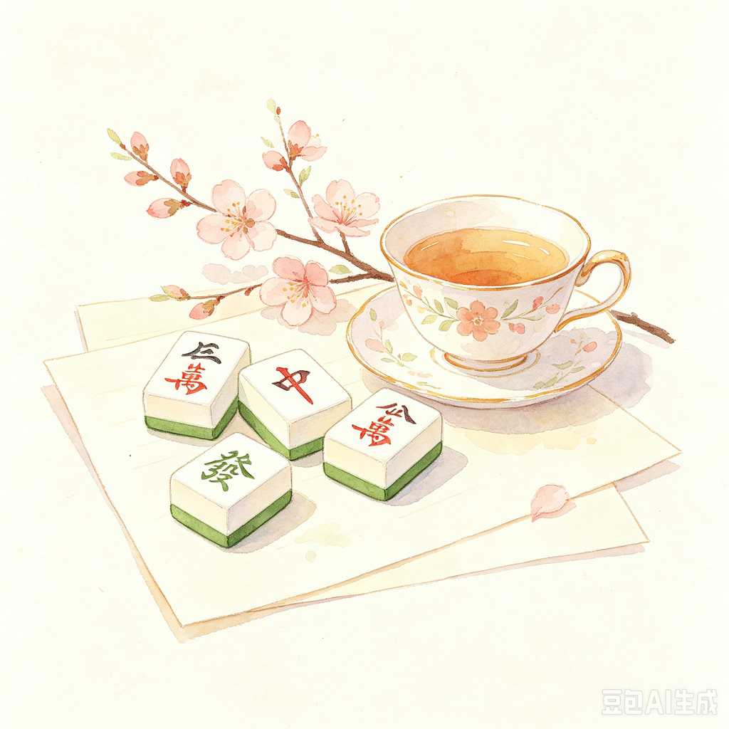 gradient green mahjong set